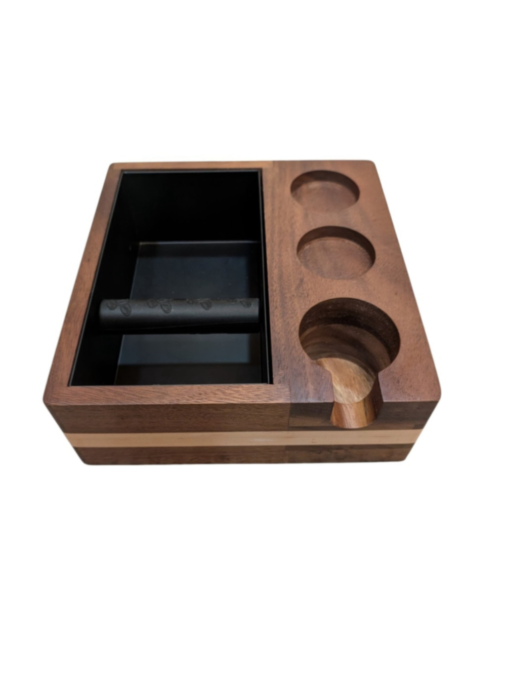 Walnut Wood Espresso Knock Box With Tamping Station For Espresso Accessories